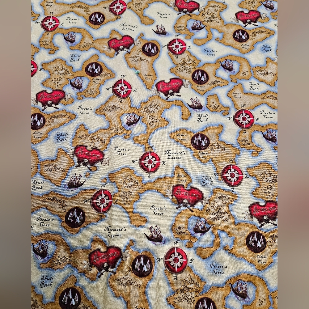 Nautical Treasure Map Cotton Print Fabric Price Per Yard